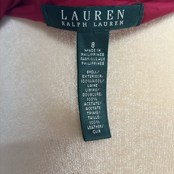 Red wool lined wrap skirt Lauren Ralph Lauren Sz 8 - Picture 3 of 3